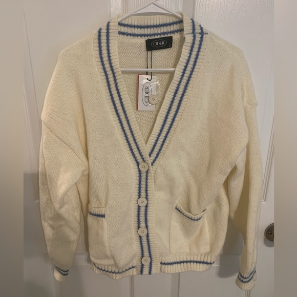Cider Sweaters Cider Blue And White Cardigan Poshmark